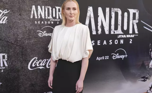 Genevieve O'Reilly arrives at a launch event of the second season of "Andor" on Monday, April 14, 2025, at the El Capitan Theatre in Los Angeles. (AP Photo/Chris Pizzello)