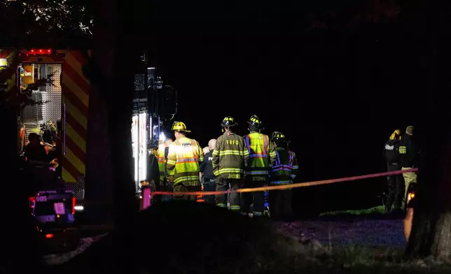 Emergency crews respond after plane crashed into the Platte River killing multiple people Friday, April 18, 2025, in Fremont, Neb. (Nikos Frazier/Omaha World-Herald via AP)