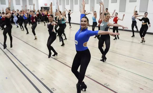 Dancers audition for the Radio City Rockettes at Radio City Music Hall, Tuesday, April 22, 2025, in New York. (AP Photo/Julia Demaree Nikhinson)