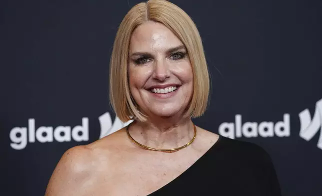 FILE - GLAAD President and CEO Sarah Kate Ellis arrives at the 36th annual GLAAD Media Awards on March 27, 2025, at the Beverly Hilton Hotel in Beverly Hills, Calif. (Photo by Jordan Strauss/Invision/AP, File)