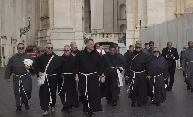 Clergy arrive for the funeral of Pope Francis in St. Peter's Square at the Vatican, Saturday, April 26, 2025. (AP Photo/Alessandra Tarantino)