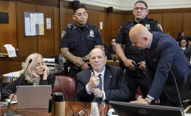 Harvey Weinstein appears in state court in Manhattan as jury selection continues in his retrial on Tuesday, April 29, 2025 in New York. (David Dee Delgado/Pool Photo via AP)