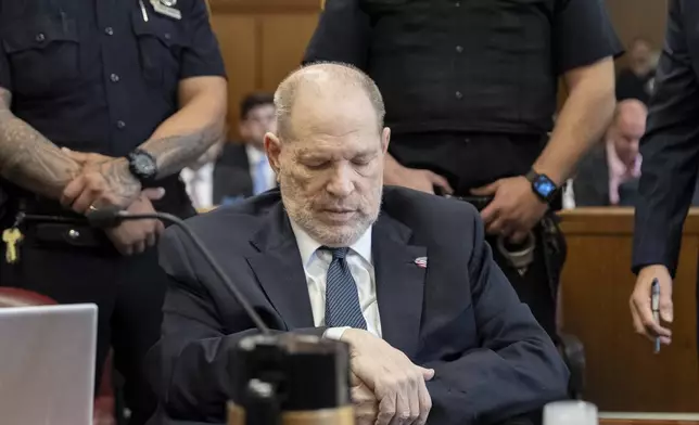 Harvey Weinstein appears in state court in Manhattan as jury selection continues in his retrial on Tuesday, April 29, 2025 in New York. (David Dee Delgado/Pool Photo via AP)