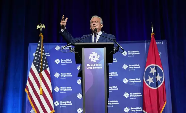 Health and Human Services Secretary Robert F. Kennedy Jr. speaks at the Rx and Illicit drug Summit, Thursday, April 24, 2025, in Nashville, Tenn. (AP Photo/George Walker IV)