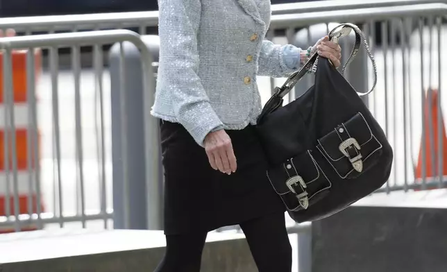 Former Alaska Gov. Sarah Palin arrives to a Manhattan federal court in New York, Monday, April 21, 2025. (AP Photo/Seth Wenig)