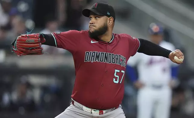 Arizona Diamondbacks' Eduardo Rodriguez (57) pitches during the first inning of a baseball game against the New York Mets Tuesday, April 29, 2025, in New York. (AP Photo/Frank Franklin II)