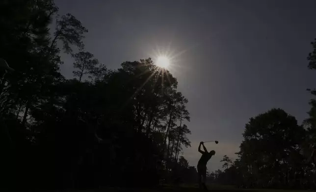 Kevin Yu, of Taiwan, hits his tee shot on the seventh hole during the first round at the Masters golf tournament, Thursday, April 10, 2025, in Augusta, Ga. (AP Photo/Matt Slocum)