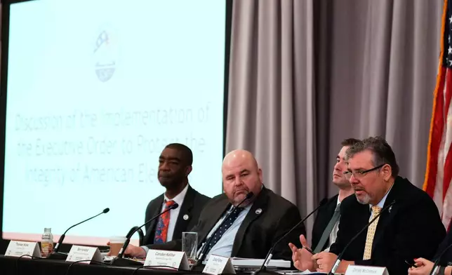 Commissioner Donald Palmer speaks during a U.S. Election Assistance Commission Standards Board in-person public meeting, Thursday, April 24, 2025, in Charlotte, N.C. (AP Photo/Chris Carlson)