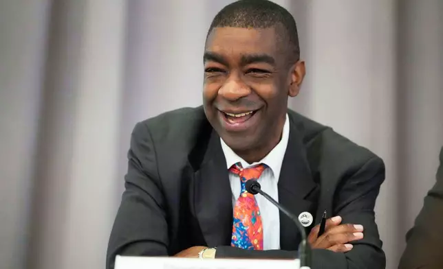 Commissioner Thomas Hicks speaks during the U.S. Election Assistance Commission Standards Board in-person public meeting, Thursday, April 24, 2025, in Charlotte, N.C. (AP Photo/Chris Carlson)