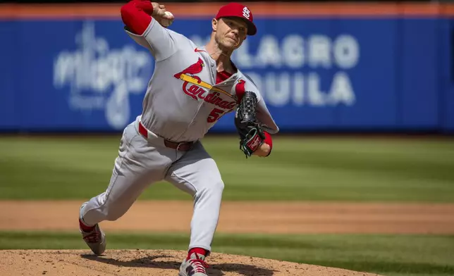 St. Louis Cardinals pitcher Sonny Gray (54) throws during the third inning of a baseball game against the New York Mets, Sunday, April 20, 2025, in New York. (AP Photo/Angelina Katsanis)