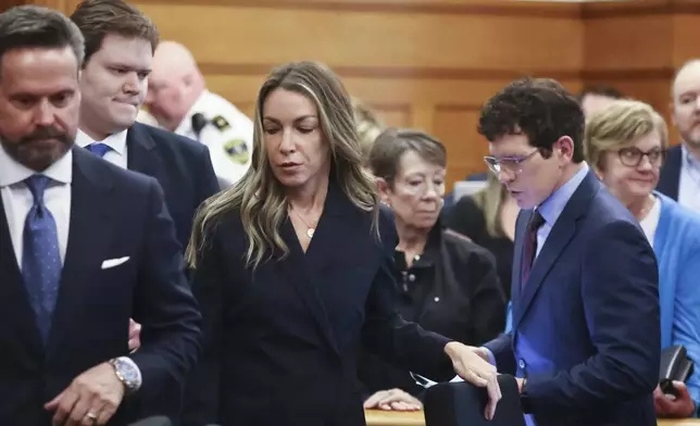 Karen Read and her defense team appear in Norfolk Superior Court on Tuesday, April 22, 2025 in Dedham, Mass. (Stuart Cahill /The Boston Herald via AP, Pool)