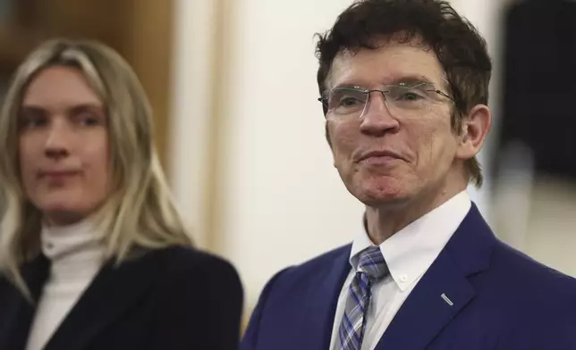 Karen Read's attorneys Elizabeth Little, left, and Robert Alessi introduce themselves during jury selection in the murder trial of Read at Norfolk Superior Court Tuesday, April 15, 2025, in Dedham, Mass. (Nancy Lane/The Boston Herald via AP, Pool)
