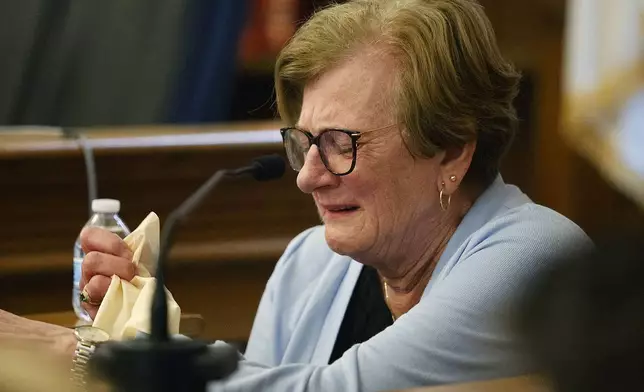 John O'Keefe's mother Peggy recounts hearing about her sons death during the Karen Read trial in Norfolk Superior Court at Dedham, Mass., on Wednesday, April 23, 2025 (Greg Derr/The Patriot Ledger via AP, Pool)