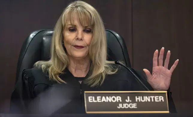 Los Angeles Superior Court Judge Eleanor Hunter presides over the retrial of Orange County Superior Court Judge Jeffrey Ferguson, who was found guilty on Tuesday, April 22, 2025, in Santa Ana, Calif., of second-degree murder in the shooting death of his wife, Sheryl Ferguson, in 2023. (Mindy Schauer/The Orange County Register via AP, Pool)