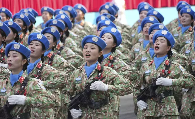 Vietnamese troops march during a parade to commemorate the 50th anniversary of the end of the Vietnam War in Ho Chi Minh City, Vietnam Wednesday, April 30, 2025. (AP Photo/Hau Dinh)
