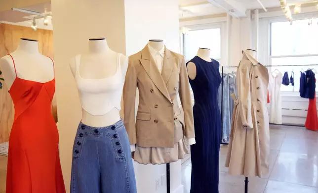 Designs by Zac Posen are displayed at the Gap corporate office on Tuesday, March 25, 2025, in New York. (Photo by Charles Sykes/Invision/AP)