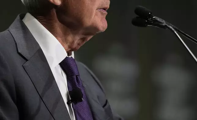 Chair of the Board of Governors of the Federal Reserve System Jerome Powell speaks during an event hosted by the Economic Club of Chicago, Wednesday, April 16, 2025, in Chicago. (AP Photo/Erin Hooley)