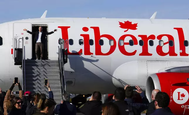 Liberal Leader Mark Carney arrives in Ottawa, Canada, Monday, April 28, 2025. (Sean Kilpatrick/The Canadian Press via AP)