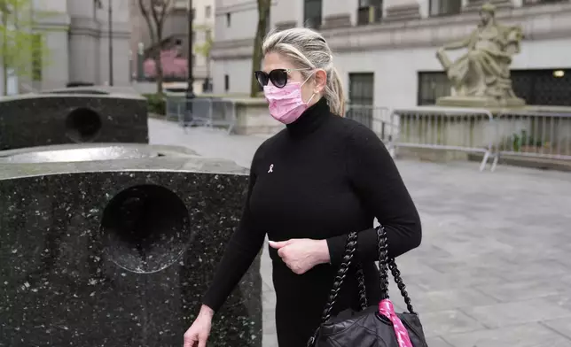 Nadine Menendez arrives to a federal courthouse in New York, Monday, April 21, 2025. (AP Photo/Seth Wenig)
