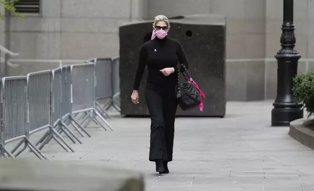 Nadine Menendez arrives to a federal courthouse in New York, Monday, April 21, 2025. (AP Photo/Seth Wenig)