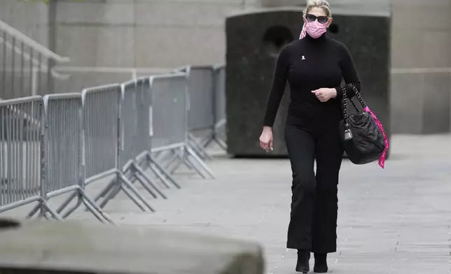 Nadine Menendez arrives to a federal courthouse in New York, Monday, April 21, 2025. (AP Photo/Seth Wenig)