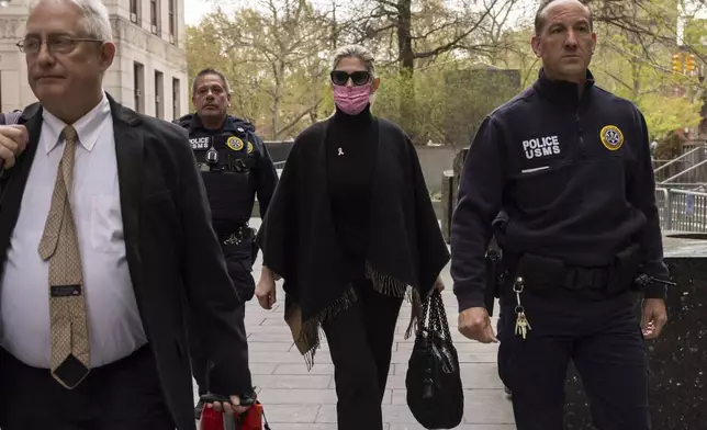 Nadine Menendez leaves Manhattan federal court, Monday, April 21, 2025, in New York. (AP Photo/Yuki Iwamura)