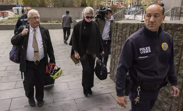 Nadine Menendez leaves Manhattan federal court, Monday, April 21, 2025, in New York. (AP Photo/Yuki Iwamura)