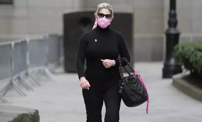 Nadine Menendez arrives to a federal courthouse in New York, Monday, April 21, 2025. (AP Photo/Seth Wenig)
