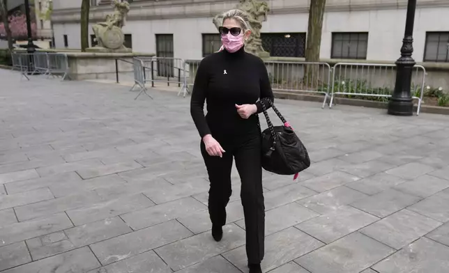 Nadine Menendez arrives to a federal courthouse in New York, Monday, April 21, 2025. (AP Photo/Seth Wenig)