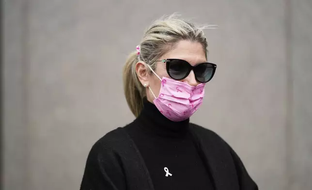Nadine Menendez leaves a federal courthouse in New York, Monday, April 21, 2025. (AP Photo/Seth Wenig)