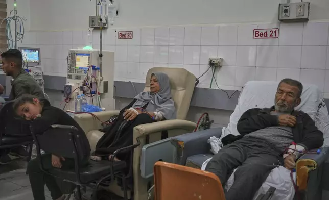 Patients receive dialysis treatment at Shifa hospital in Gaza City, Monday, April 14, 2025.(AP Photo/(AP Photo/Jehad Alshrafi)