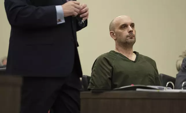 Sean M. Higgins, the driver charged with killing NHL hockey player Johnny Gaudreau and his brother Matthew while they were bicycling, appears at the Salem County, N.J., Courthouse, Tuesday, April 15, 2025, in Salem, N.J. (AP Photo/Matt Rourke)