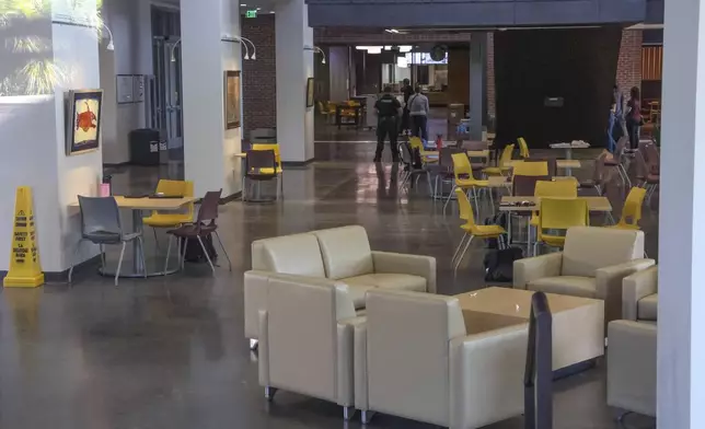 The Florida State Student Union is empty in Tallahassee, Fla., Friday, April 18, 2025. (AP Photo/Gary McCullough)