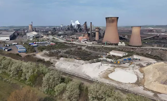 The British Steel works in Scunthorpe, North Lincolnshire, Saturday April 12, 2025. (Peter Byrne/PA via AP)