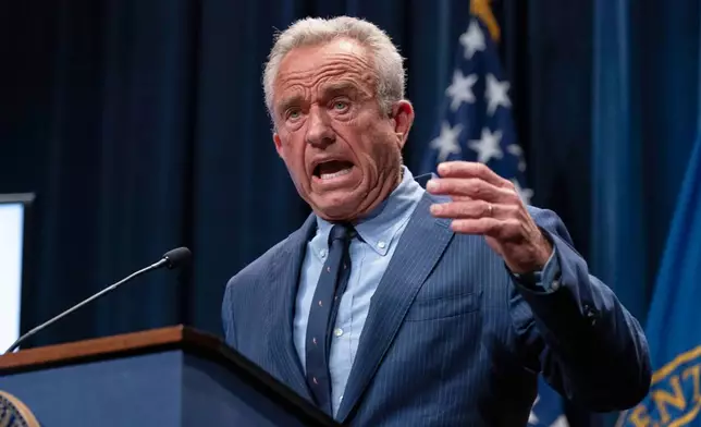 Health and Human Services Secretary Robert F. Kennedy Jr. speaks during a news conference on the Autism report by the CDC at the Hubert Humphrey Building Auditorium in Washington, Wednesday, April 16, 2025. (AP Photo/Jose Luis Magana)