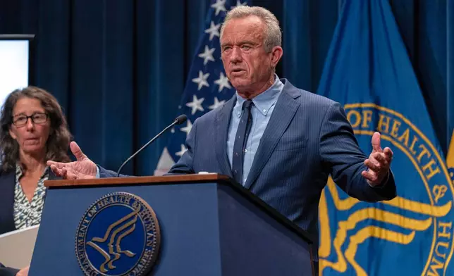 Health and Human Services Secretary Robert F. Kennedy Jr. speaks during a news conference on the Autism report by the CDC at the Hubert Humphrey Building Auditorium in Washington, Wednesday, April 16, 2025. (AP Photo/Jose Luis Magana)