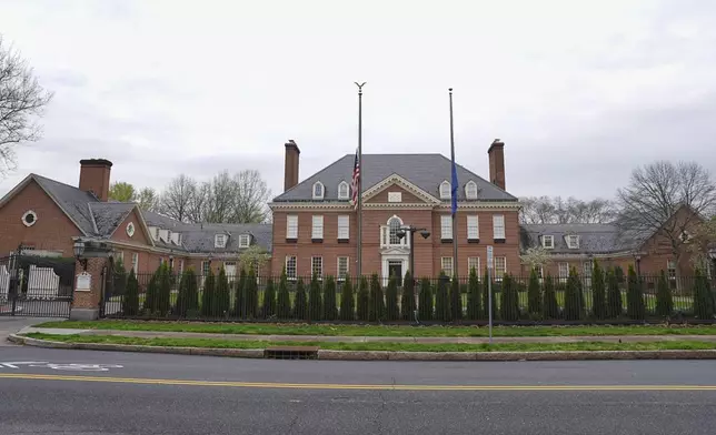 Shown is Pennsylvania governor's official residence in Harrisburg, Pa., Monday, April 14, 2025. (AP Photo/Matt Rourke)