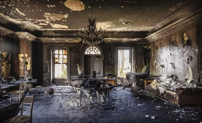 This image provided by Commonwealth Media Services shows damage after a fire at the Pennsylvania governor’s mansion while Democratic Gov. Josh Shapiro and his family slept inside on Sunday, April 13, 2025, in Harrisburg, Pa. (Commonwealth Media Services via AP)