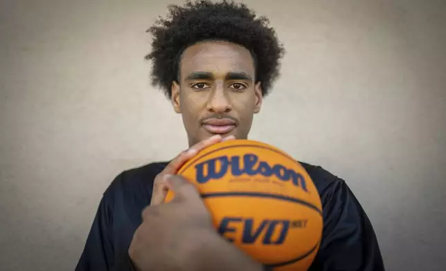 Chatsworth High School basketball player Alijah Arenas poses for a photo, Wednesday, April 9, 2025, in Los Angeles. (Hans Gutknecht/The Orange County Register via AP)