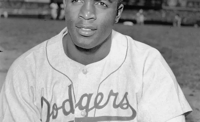 FILE - Brooklyn Dodgers' infielder Jackie Robinson is photographed on April 18, 1948. (AP Photo, File)