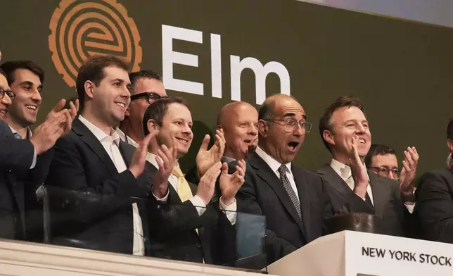 Elm Market Navigator ETF Founder &amp; CIO Victor Haghani, second from right, rings the New York Stock Exchange opening bell, Wednesday, April 23, 2025. (AP Photo/Richard Drew)