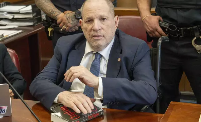 Harvey Weinstein appears in state court in Manhattan as jury selection continues in his retrial on Tuesday, April 22, 2025 in New York. (Steven Hirsch /New York Post via AP, Pool)