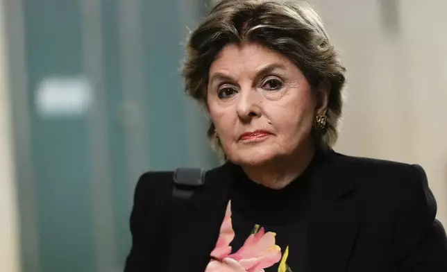 Attorney Gloria Allred returns to court following a break during Harvey Weinstein's retrial at Manhattan criminal court, Wednesday, April 23, 2025, in New York. (AP Photo/Julia Demaree Nikhinson)