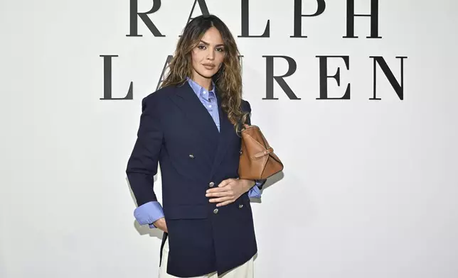Eiza Gonzalez arrives at the Ralph Lauren Fall 2025 presentation on Thursday, April 17, 2025, in New York. (Photo by Evan Agostini/Invision/AP)