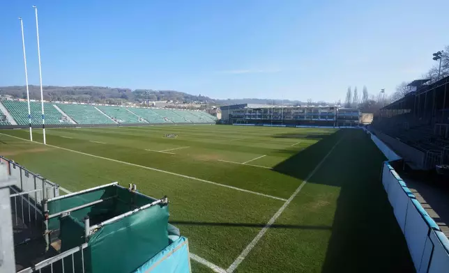 The Rugby stadium in the World Heritage site of Bath, England, Wednesday, March 5, 2025. (AP Photo/Frank Augstein)