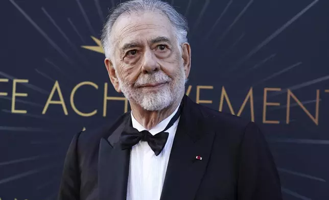 Francis Ford Coppola arrives at the 50th AFI Life Achievement Award tribute to him on Saturday, April 26, 2025, at the Dolby Theatre in Los Angeles. (Photo by Jordan Strauss/Invision/AP)