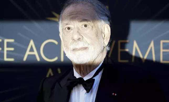 Francis Ford Coppola arrives at the 50th AFI Life Achievement Award tribute to him on Saturday, April 26, 2025, at the Dolby Theatre in Los Angeles. (Photo by Jordan Strauss/Invision/AP)