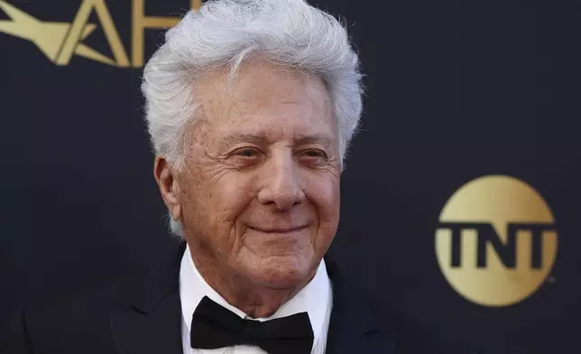 Dustin Hoffman arrives at the 50th AFI Life Achievement Award tribute to Francis Ford Coppola on Saturday, April 26, 2025, at the Dolby Theatre in Los Angeles. (Photo by Jordan Strauss/Invision/AP)