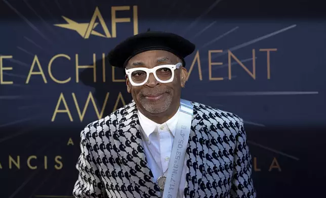 Spike Lee arrives at the 50th AFI Life Achievement Award tribute to Francis Ford Coppola on Saturday, April 26, 2025, at the Dolby Theatre in Los Angeles. (Photo by Jordan Strauss/Invision/AP)