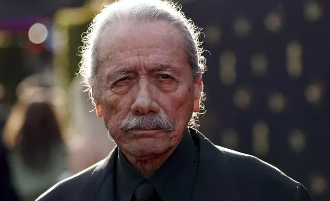 Edward James Olmos arrives at the 50th AFI Life Achievement Award tribute to Francis Ford Coppola on Saturday, April 26, 2025, at the Dolby Theatre in Los Angeles. (Photo by Jordan Strauss/Invision/AP)
